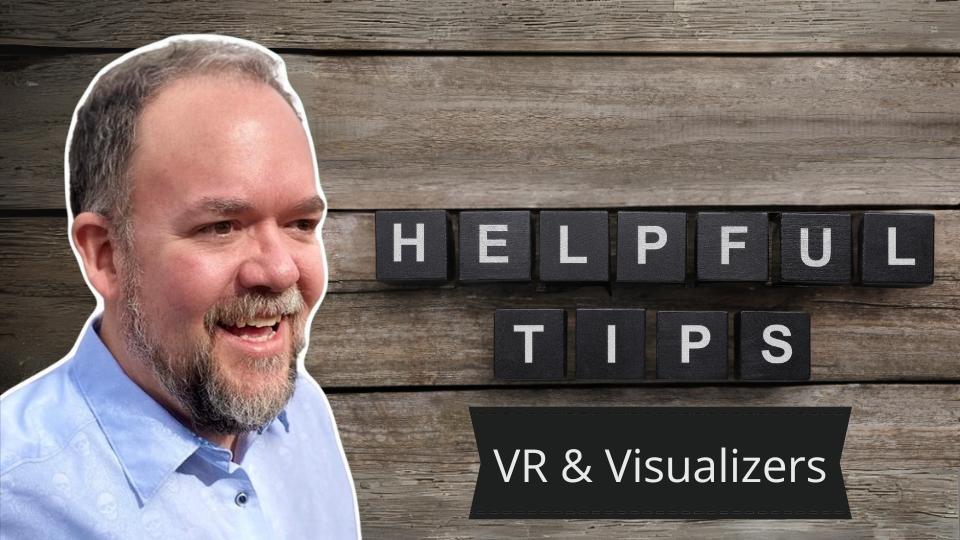 Headshot of Outhouse partner Stuart Platt against a wood plank backdrop with the words, "Helpful Tips - Visualizers"