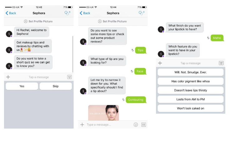 Sephora Chat Bot Images