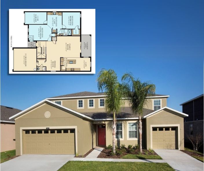 Lennar's NextGen Home Exterior Elevation with first level floor plan